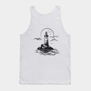 Lighthouse Ocean World Travel Adventure Vector Graphic Tank Top